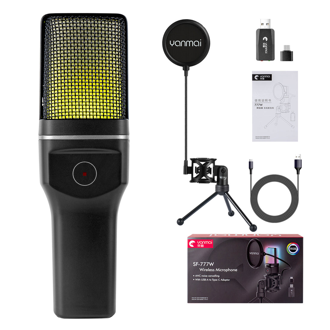 RGB Wireless Microphone Desktop Noise Reduction Game Microphone