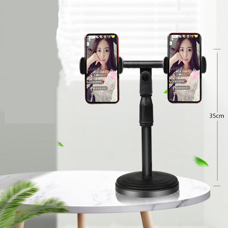 Live Streaming Phone Holder with Dimmable LED Ring Fill Light and 3 Phone Clips Hot Youtuber's Video Live Desk Liftable Stand