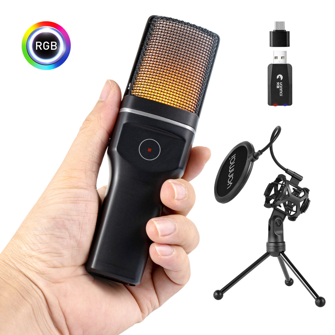 RGB Wireless Microphone Desktop Noise Reduction Game Microphone