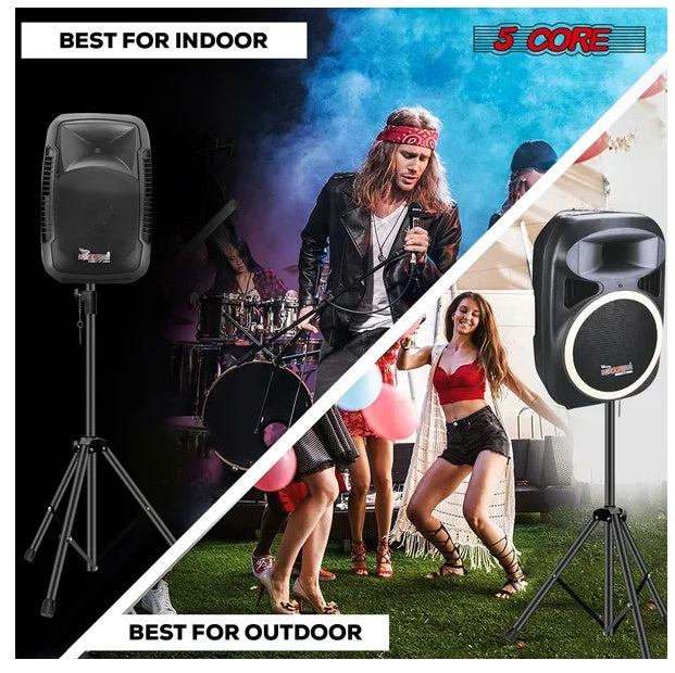 5 Core Speaker Stand Tripod Floor Tall Adjustable Up To 72 Inch DJ Studio Monitor Stands Pole Mount